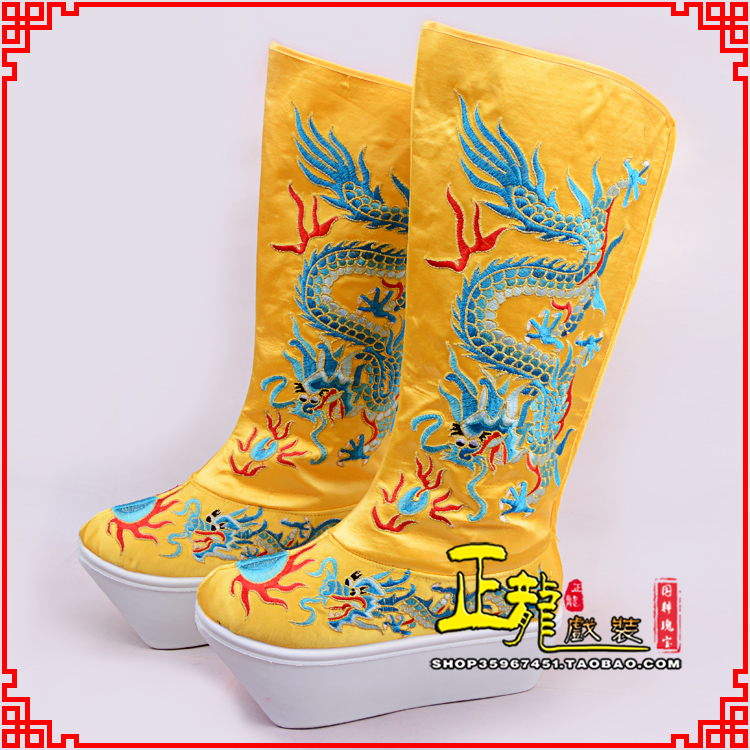 博尔塔拉皇帝龙靴变脸靴绣龙靴子厚底官靴 好龙高靴