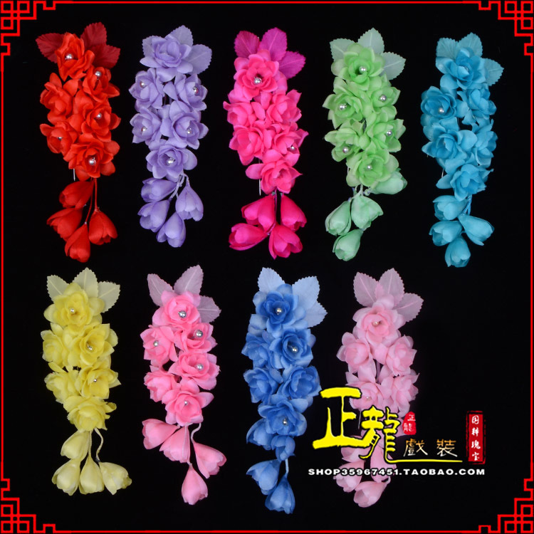 博尔塔拉鬓花头饰小花头花 真丝绢花